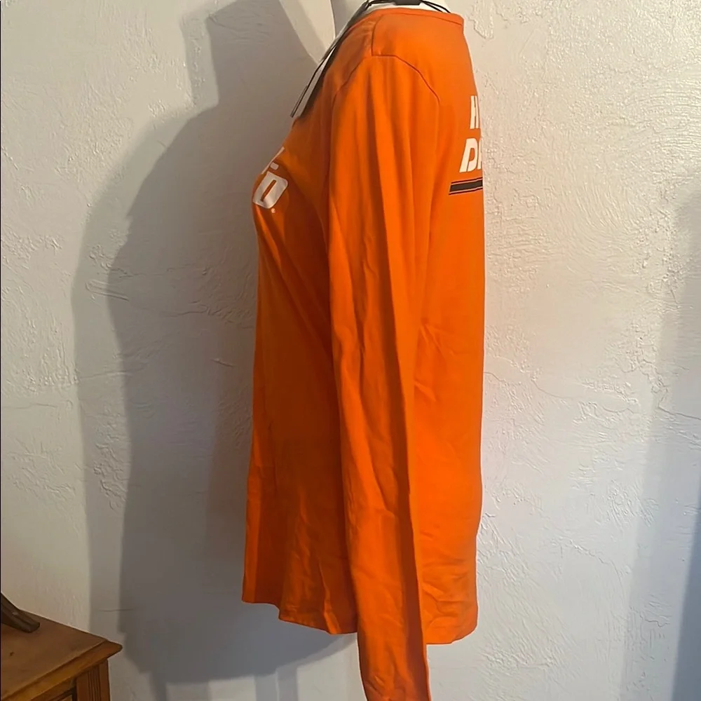 NWT Harley-Davidson Orange Longsleeve Henley Shirt with Button front Sz M - Picture 8 of 11